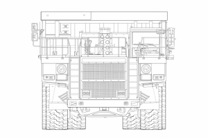 БелАЗ 75450. Фронтальное изображение.
