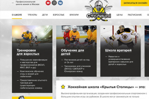 Верстка сайта для школы хокея в Москве