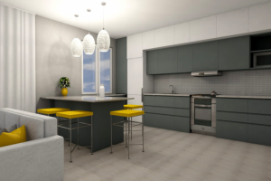 3D визуализация. Кухня-гостиная. Частный дом