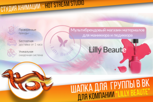 Шапка для группы в ВК, компания LillyBeaute