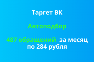 Таргет ВК. 487 обращений на автоподбор за месяц по 284 рубля
