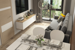 Квартира студия в скандинавском стиле.