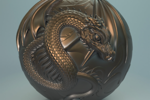 Модель дракона на шаре