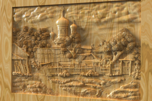 барельефПанно церковь с деревней