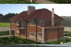 Визуализация дома с разными наборами материалов