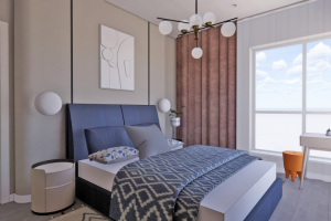 Спальня с акцентным изголовьем