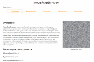 Основные характеристики данной разновидности гранита