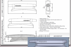 Рабочая CAD модель и КД ручки удочки зимней