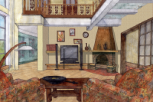 Коттедж в Нахабино. Эскиз гостиной (вариант). 2006 г.