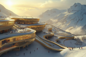 Футуристичный горнолыжный курорт будущего