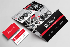 Буклет и визитка для магазина «Deluxewheels»
