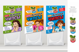 Этикетки для яблочных чипсов компании «LIGHT PRODUCT»