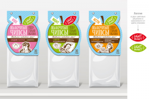 Этикетки для яблочных чипсов компании «LIGHT PRODUCT»