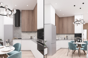 Дизайн-проект квартиры 44 кв.м. Кухня-гостиная
