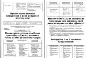 Лендинг Праздники в кафе