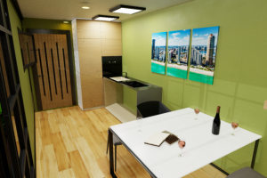 Визуализация интерьера дома-контейнера