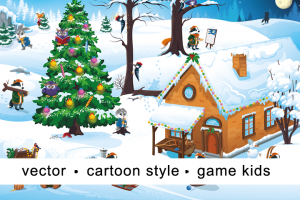 Игровое поле и персонажи для детской новогодней онлайн игры