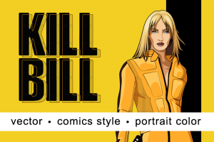 Векторная отрисовка плаката Kill Bill в стиле комиксов