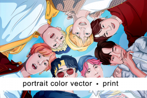 Векторный портрет в стиле аниме (по фото)