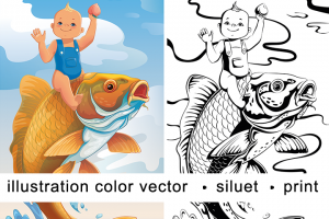 Вектор. Цветная + ч/б иллюстрация по тз.