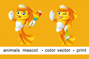 Вектор. Маскот золотая рыбка для печати на упаковке.