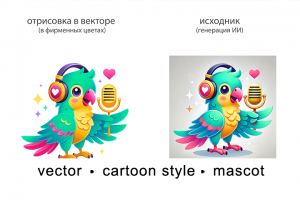 Векторизация персонажа попугай по генерации ИИ
