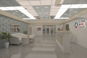 дизайн интерьера клиники (холл ресепшн)