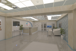 дизайн интерьера клиники (холл ресепшн)