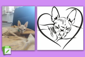 Портрет в векторе питомца по фото под плоттерную реку