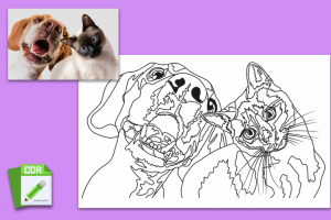 Отрисовка в векторе линейной иллюстрации, линейная графика