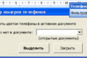 Надстройка для MS Word – Фильтр телефонов