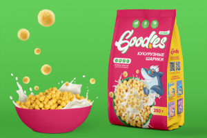 Дизайна упаковки для детских сухих завтраков Goodies.