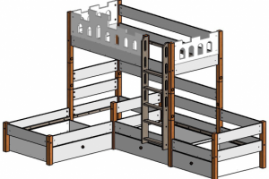 Двухярусная угловая кровать