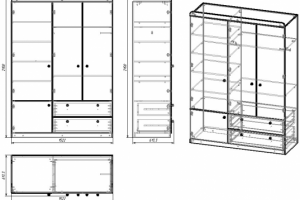 Шкаф трехдверный