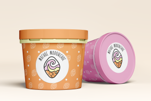 логотип и тара для мороженого с собой