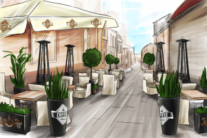 Скетч иллюстрация кафе