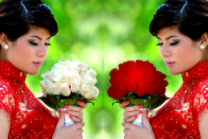 Изменение цвета букета роз