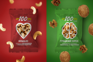 Создание логотипа и упаковки для орехов  "My100cal"