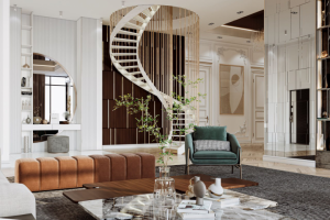 Дизайн гостиной с стиле luxury.