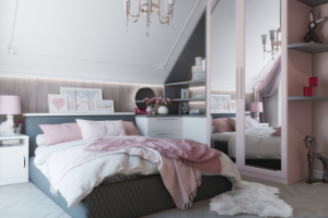 Детская девочки в загородном доме ,мансардный этаж