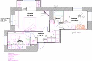 Создание и визуализация дизайна интерьеров квартиры 52 кв.м.