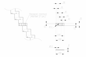 чертеж металлических косоуров для лестницы