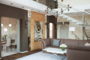 Дизайн двухэтажного дома. Гостиная.Спб