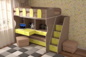 Визуализация детской кровати в интерьере 2