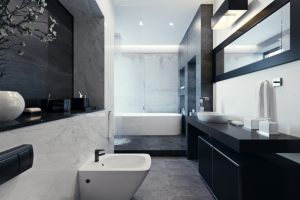 Ванная комната. Чёрно-белый вариант