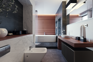 Ванная комната. Вариант с деревянными элементами