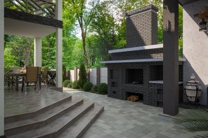 Визуализация реконструкции дворовой территории частного дома