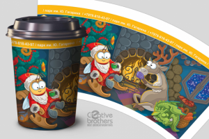 Брендирование стаканчика иллюстрацией НГ