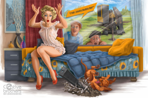 Пин-ап иллюстрация для календаря