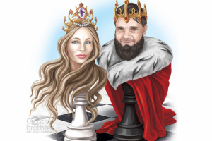 Портрет в виде шахматных фигур с реальных людей